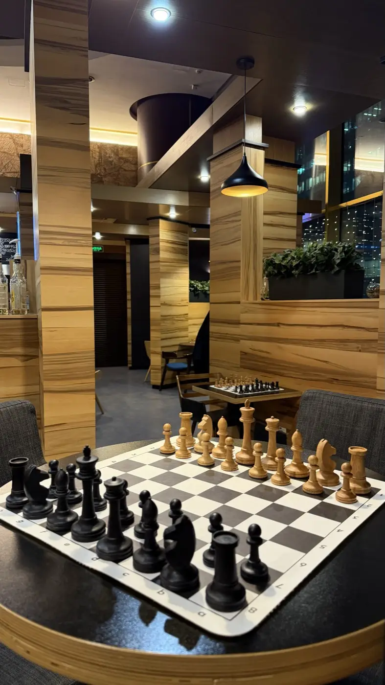 Black and white pieces on the board before a game starts