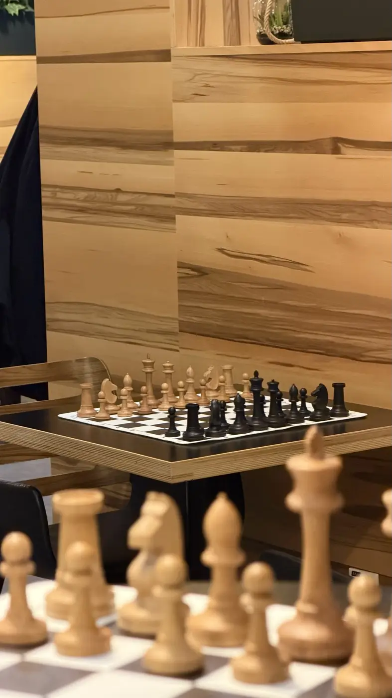 Close-up of wooden chess pieces